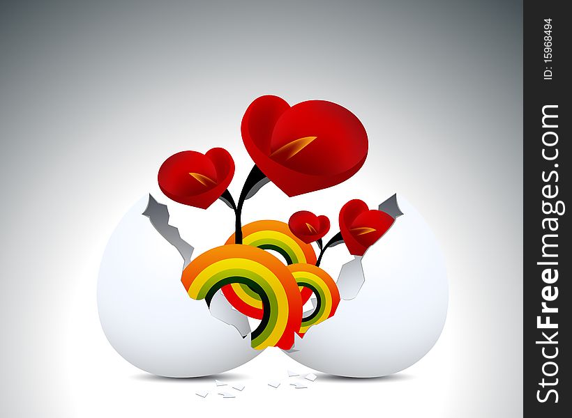 Love concept, flower and heart shape out of egg shell. Love concept, flower and heart shape out of egg shell.