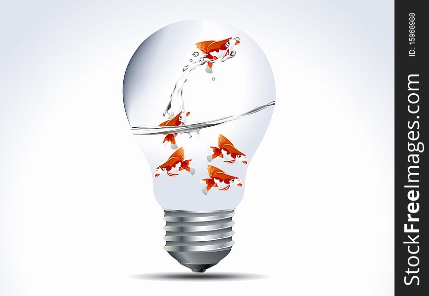 Vector illustration of  fish in the bulb. Vector illustration of  fish in the bulb