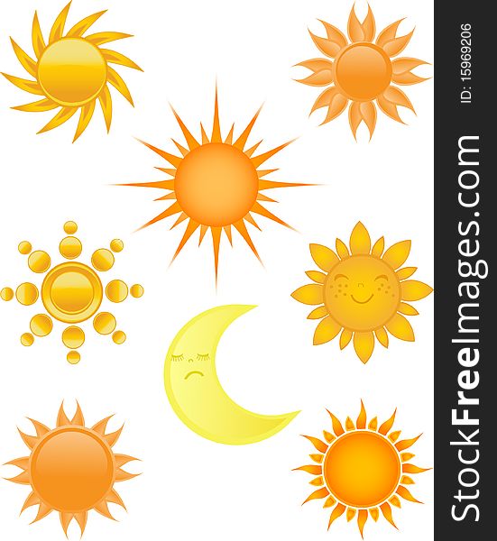 Sun symbol weather, white, yellow . Sun symbol weather, white, yellow .