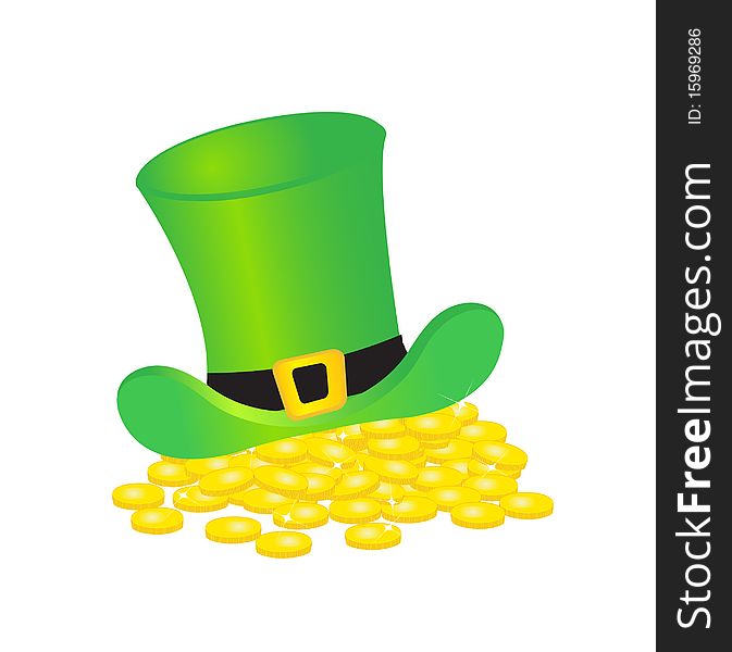 Hat with gold coins reward, rich. Hat with gold coins reward, rich