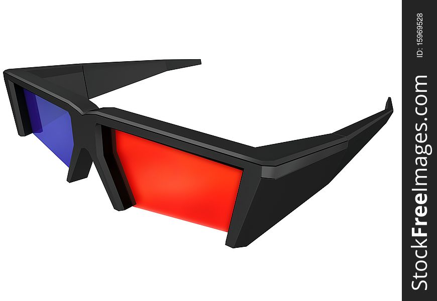 Plastic stereos glasses for viewing 3d films isolated on a white background