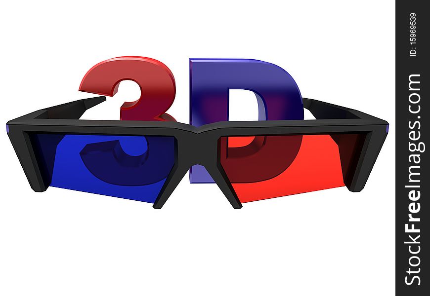 Plastic stereos glasses for viewing 3d films isolated on a white background