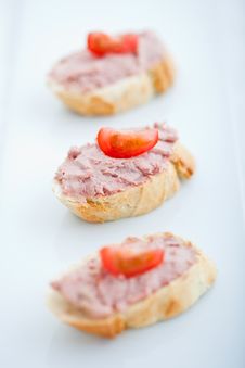 Baguette Slices With Liver And Apple Pate Stock Image