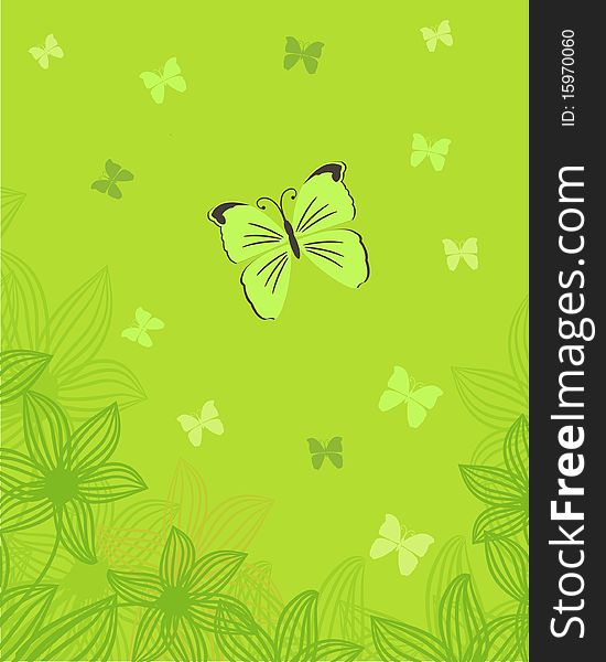 Floral Card With Butterfly