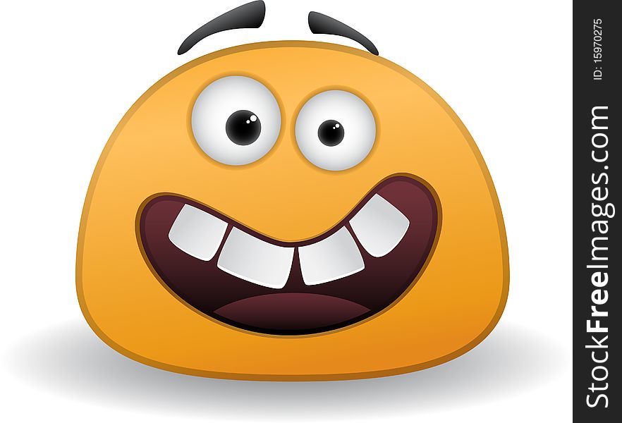 Orange smiling smiley on white background