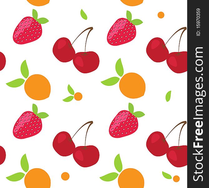 Vintage Seamless Pattern With Fruits