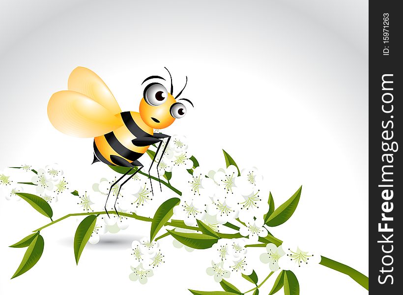 Happy Bee Character, cartoon Illustration.