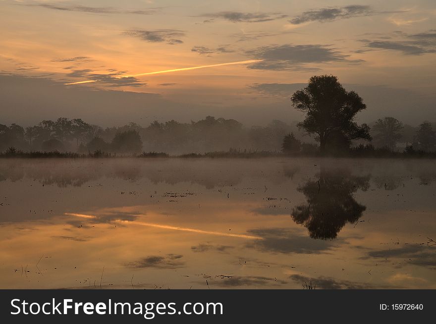 Sunrise at the Nature Reserve Koolmansdijk, Gelderland, Holland