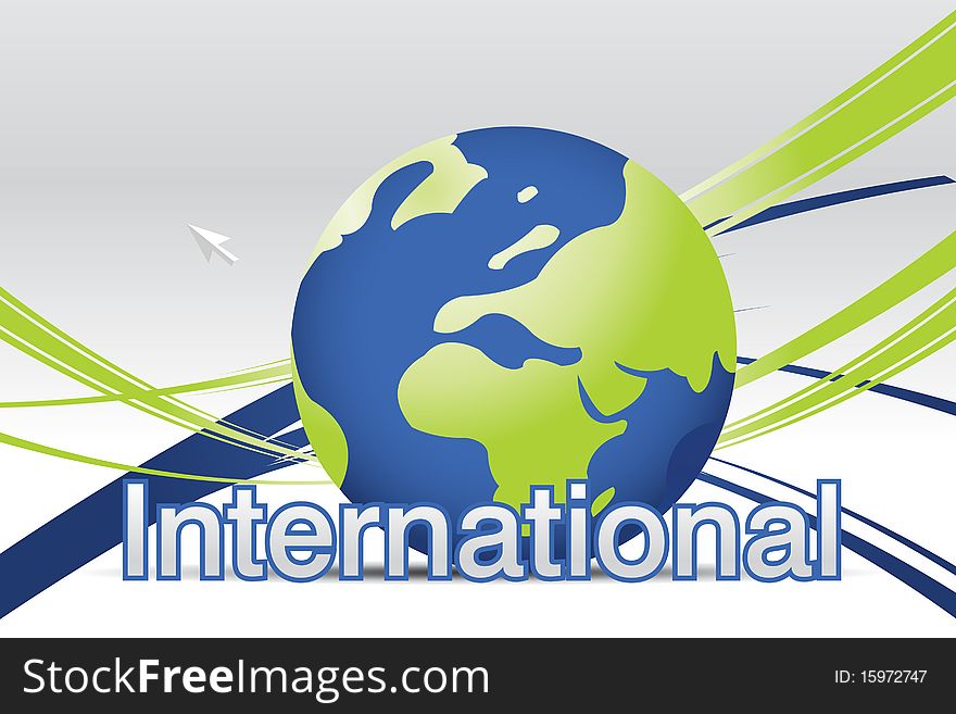 Abstract and Business Background with globe map and wavy lines. Abstract and Business Background with globe map and wavy lines.