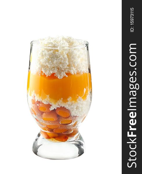 Sea Buckthorn On Glass Bowl Isolated