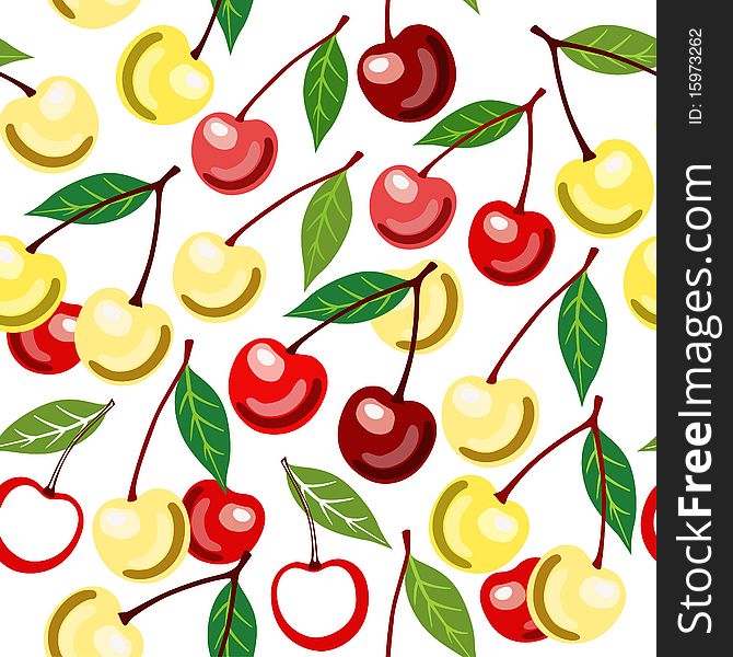 Seamless retro pattern with yellow and red cherryes. Seamless retro pattern with yellow and red cherryes