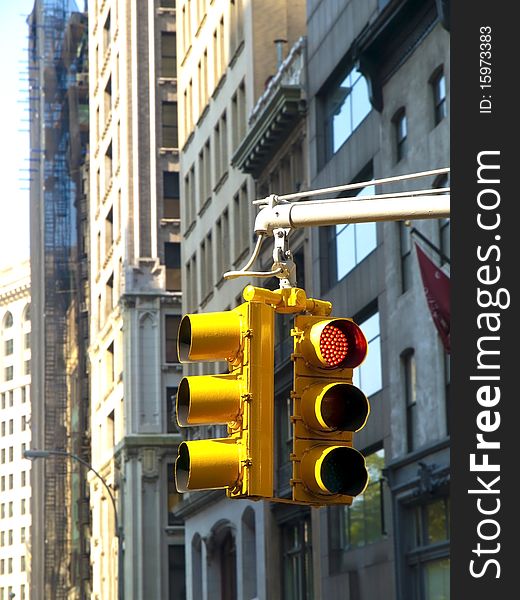 Yellow Trafficlights in Manhattan, New York City (USA)