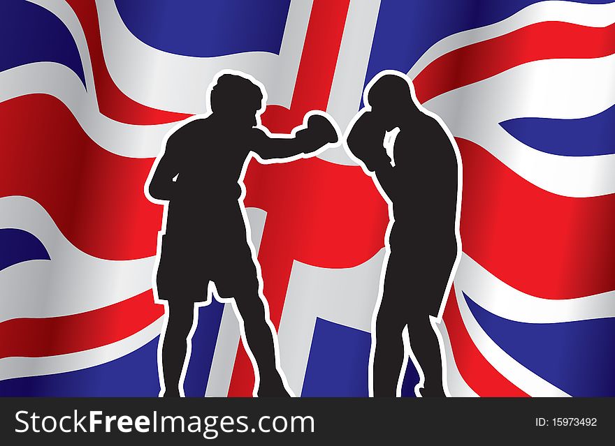 Two boxers on a british flag background