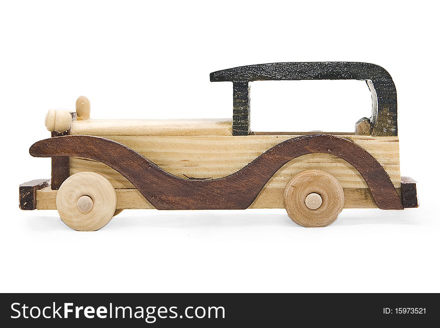 The photo of wooden car