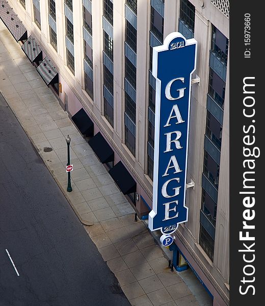 Garage Sign in Boston city streets, USA