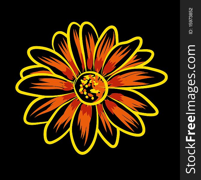 Beautifull vector flowers on black background (illustration)