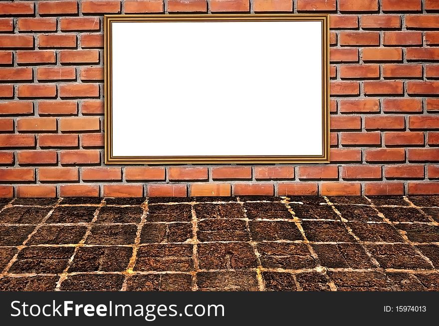 Brickwall Pattern And Wooden Frame