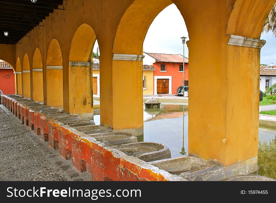 Ancient washbasins in Antigua, Guatemala