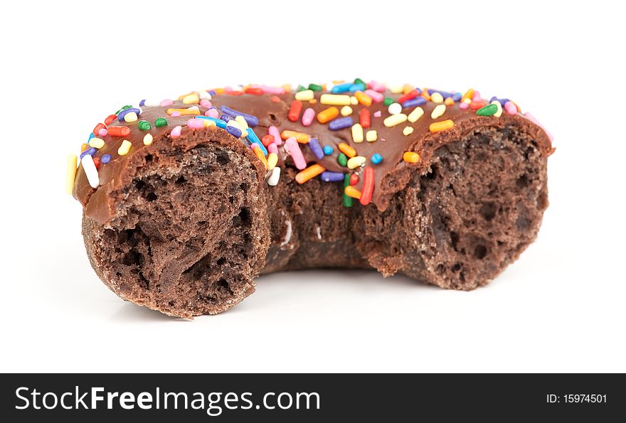 Chocolate doughnut isolated on white background