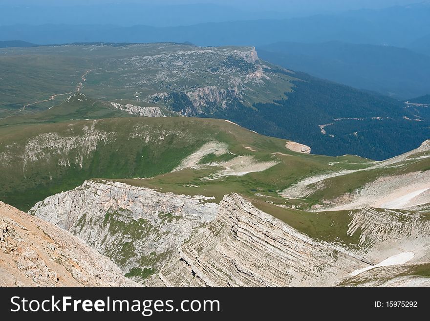 Nice view of mountains. The plateau  Lagonaki in the West Caucasus. Nice view of mountains. The plateau  Lagonaki in the West Caucasus.