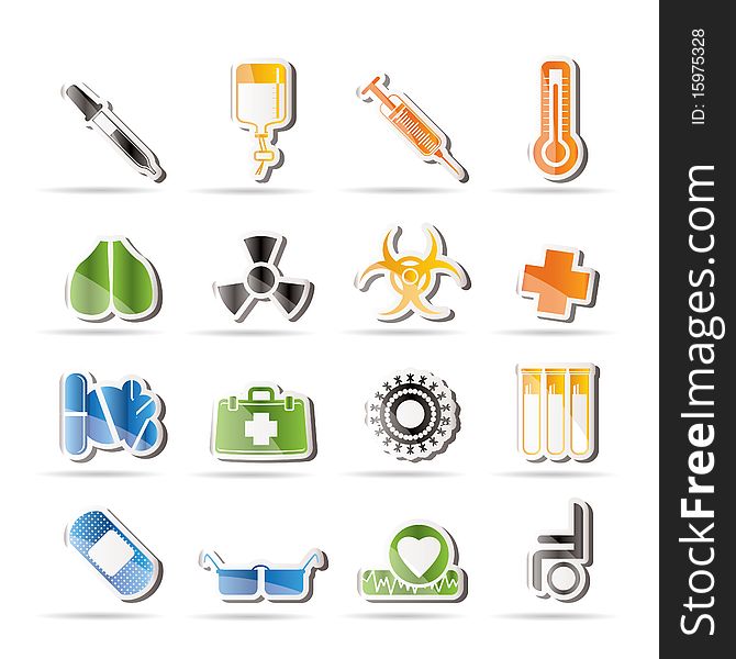 Collection of medical themed icons and warning-signs - Vector Icon Set. Collection of medical themed icons and warning-signs - Vector Icon Set