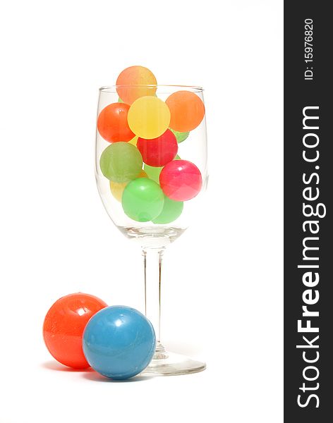 A colorful drink made from rubber balls for an abstract concept. A colorful drink made from rubber balls for an abstract concept.