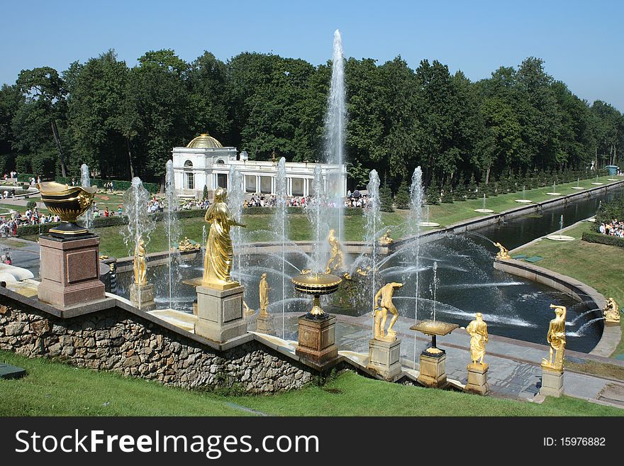 Peterghof fontain park in Saint Petersburg Russia