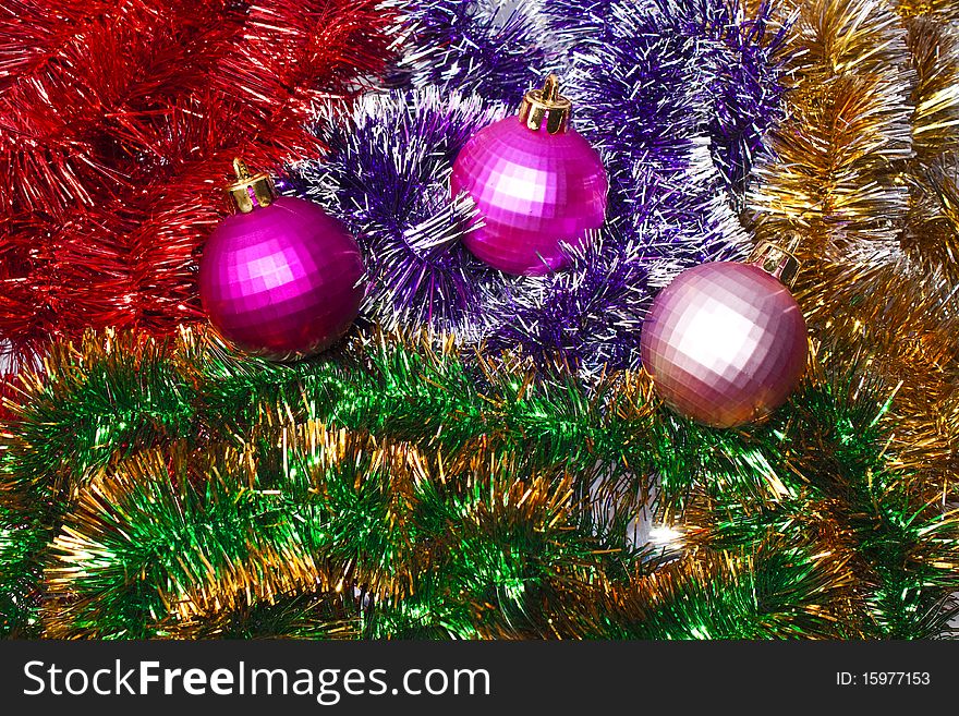 Christmas balls and garland, background