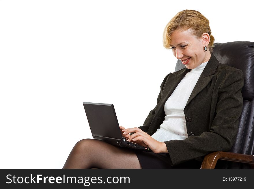 Confident business woman with laptop