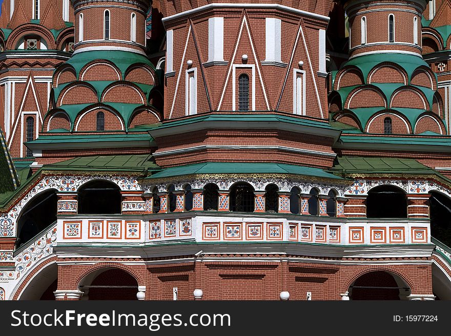 Fragment of St. Basil's Cathedral in Moscow on Red Square. Russia.