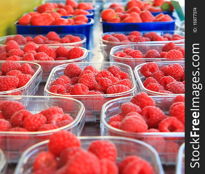 Sweet fresh raspberries closeup , Austria