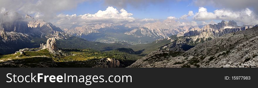 Landscape Dolomites of northern Italy - Tofana and Cinque Torri