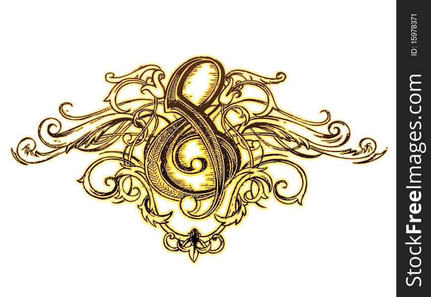 G clef decorative ornament illustration. G clef decorative ornament illustration