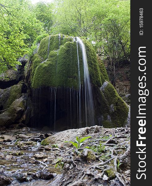 Waterfall Silver stream in Crimea