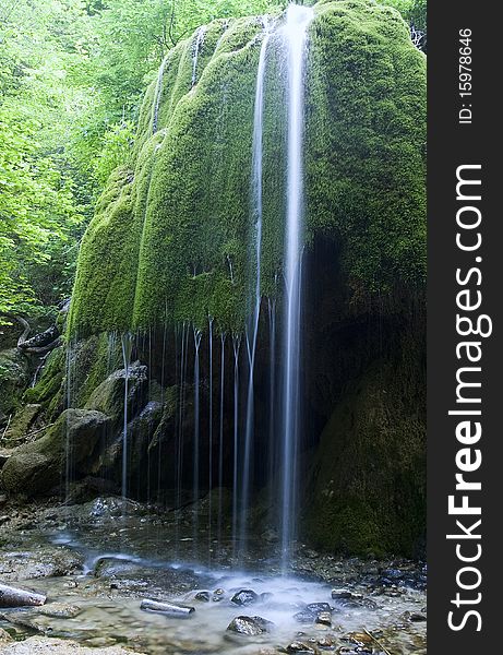 Waterfall Silver stream in Crimea