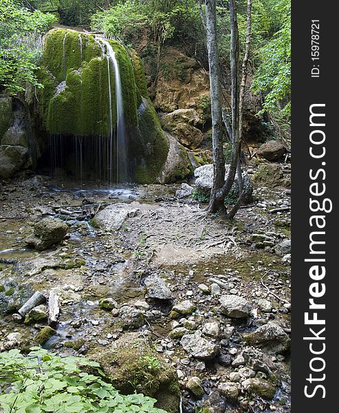 Waterfall Silver stream in Crimea