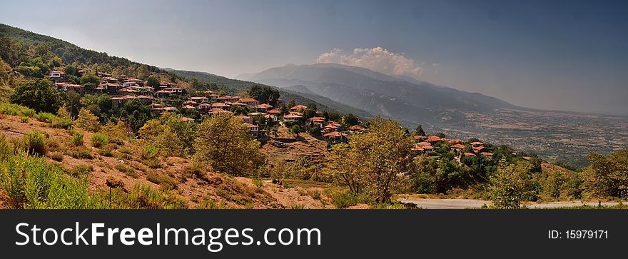 Traditional village in Greece near mount Olympus and Leptokaria