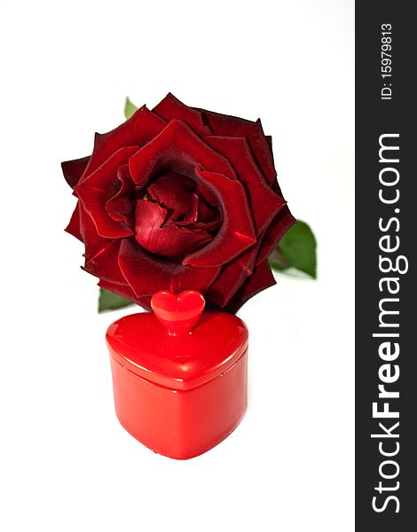 Red roses and gift wrap in the form of heart. Red roses and gift wrap in the form of heart