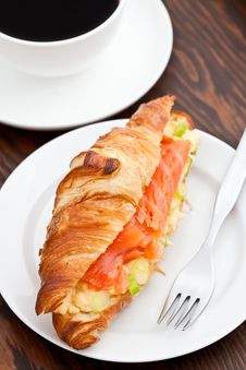 Croissant Filled With Smoked Salmon And Coffee Stock Image Croissant Filled With Smoked Salmon And Coffee Stock Image