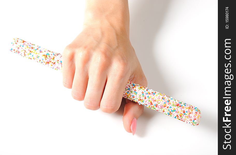 Beautiful Hand With Perfect Manicure, Sweet Candy