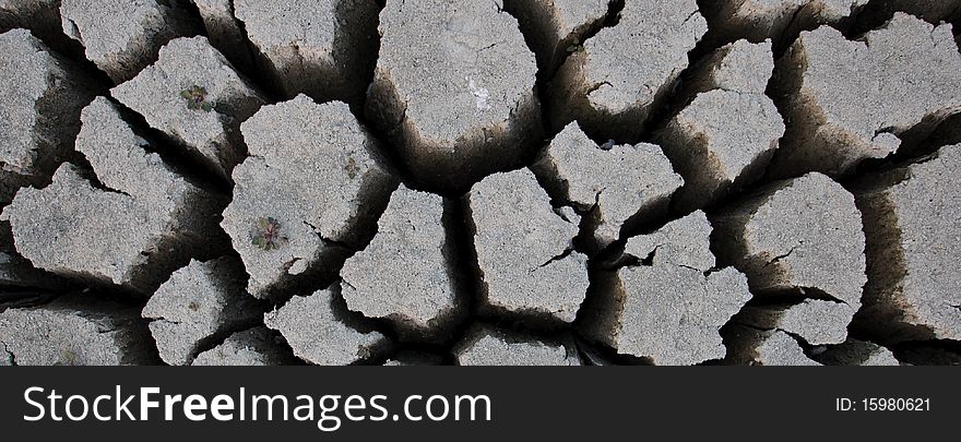 Dried up water reservoir. Drought in Cyprus.