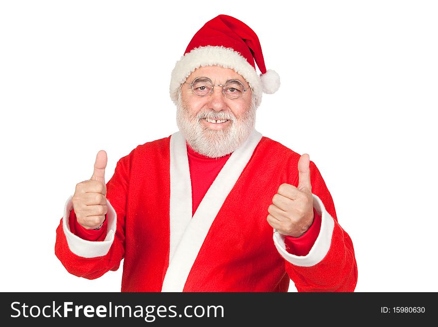 Funny Santa Claus saying OK with his thumbs