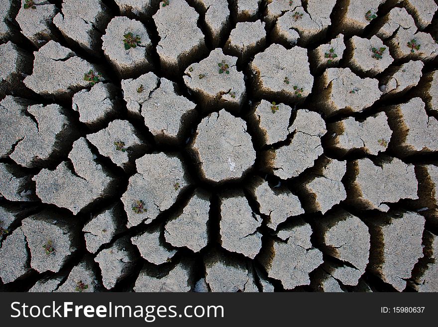 Dried up water reservoir. Drought in Cyprus.