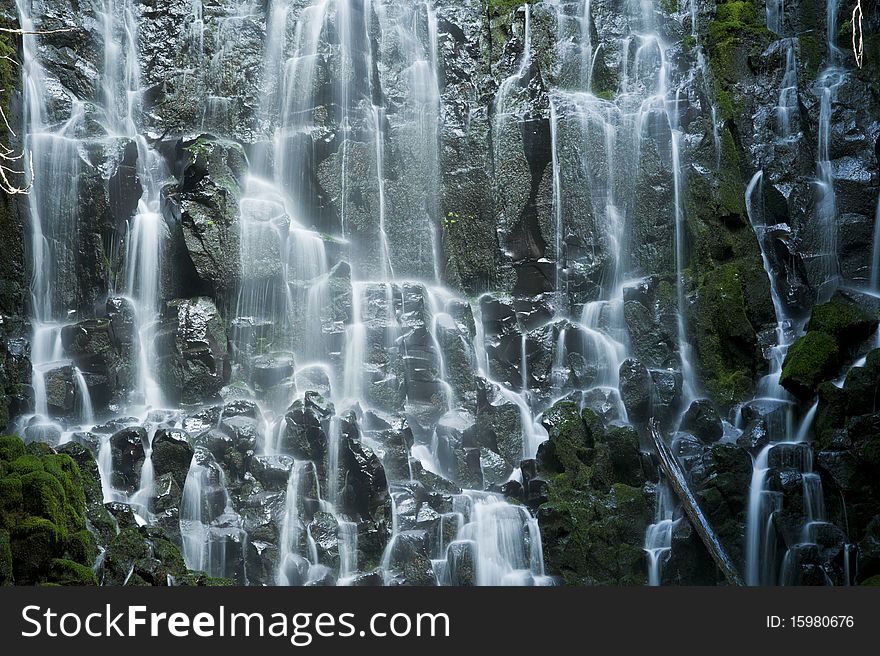 Waterfalls on the slopes of Mount Hood in Oregon. Waterfalls on the slopes of Mount Hood in Oregon