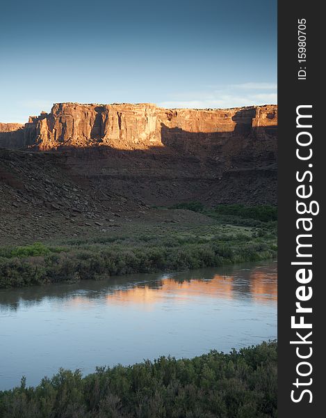 Dawn on a river near Canyonlands National Park in Utah. Dawn on a river near Canyonlands National Park in Utah