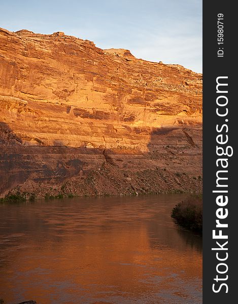 Dawn on a river near Canyonlands National Park in Utah. Dawn on a river near Canyonlands National Park in Utah