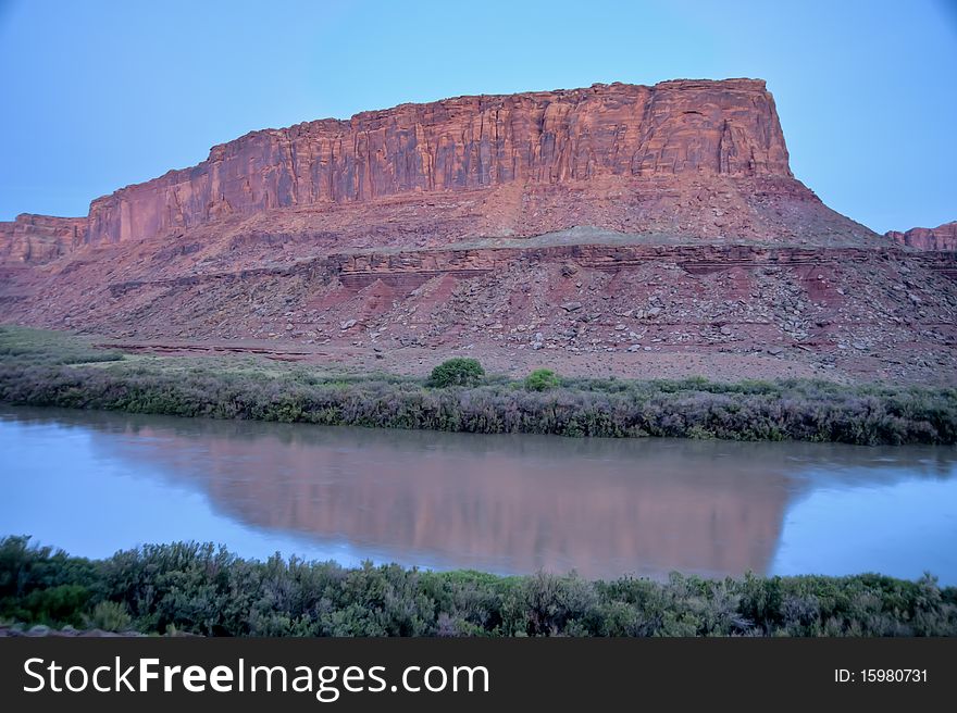 Dawn on a river near Canyonlands National Park in Utah. Dawn on a river near Canyonlands National Park in Utah