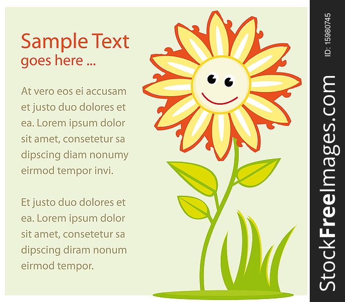 Card with flower and sample text which can be easily replaced by your own text. Vector file (.ai) available!. Card with flower and sample text which can be easily replaced by your own text. Vector file (.ai) available!