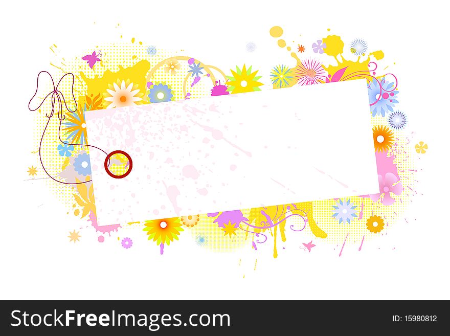 A horizontal card with flowers of different shapes. A horizontal card with flowers of different shapes