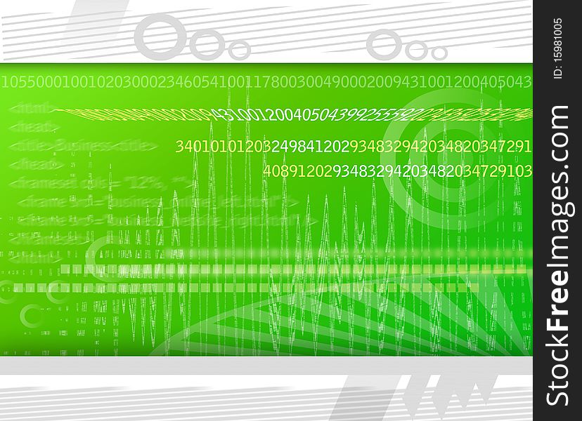 Green technology background with numbers, abstract shapes and pattern. Green technology background with numbers, abstract shapes and pattern.